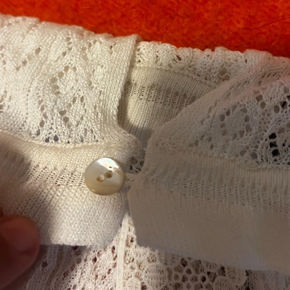 Zara ecru cream pointelle and lace knit top NWT - Picture 6 of 12